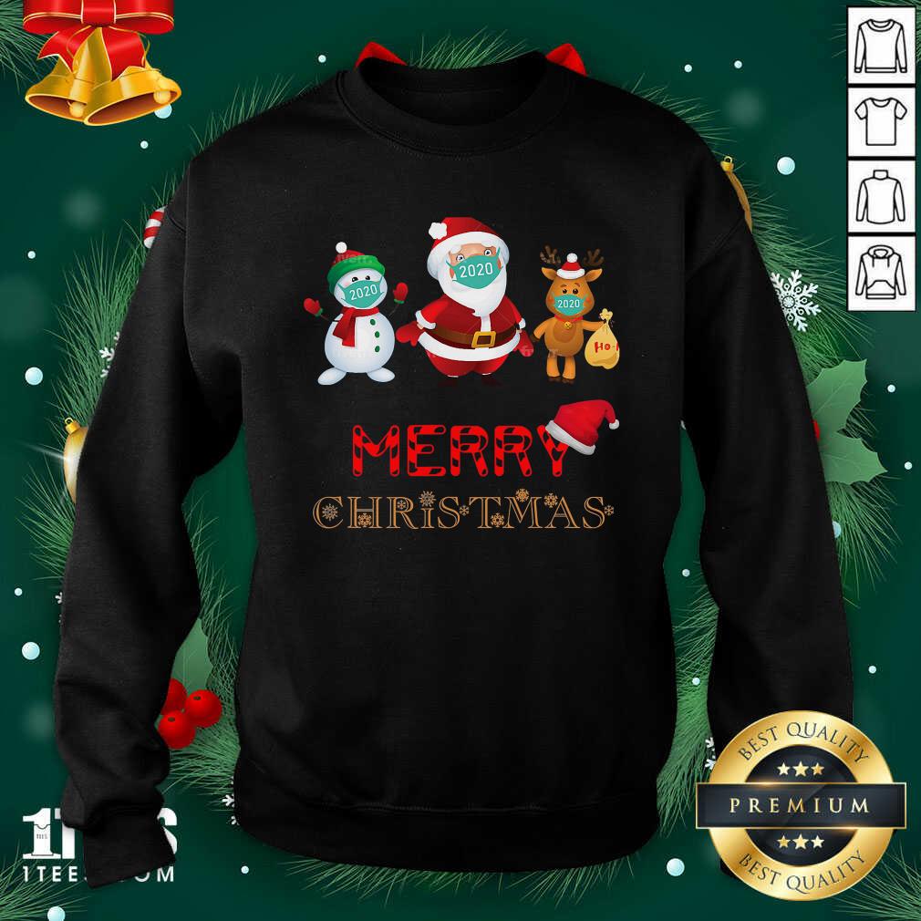  Merry Christmas 2020 Quarantine Santa Reindeer Wear Mask Holiday Sweatshirt- Design By 1Tees.com