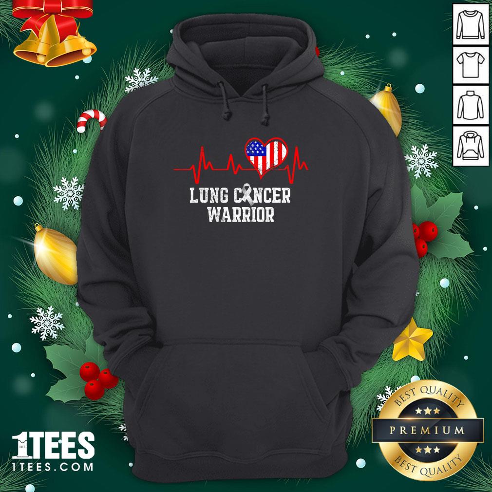 Happy Lung Cancer Survivor Achieved Carcinoma Warrior American Flag Heartbeat Hoodie - Design By 1tee.com
