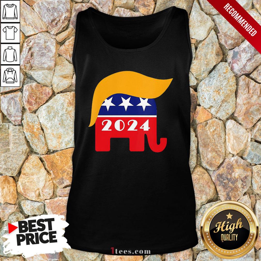 Official President Trump 2024 Republican Elephant Hair Logo Tank Top - Design By T-shirtbear.com