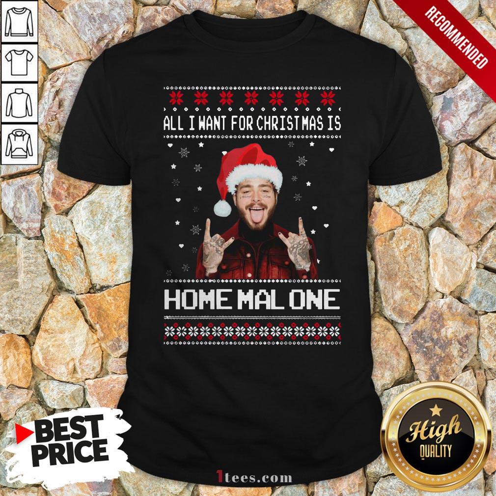 Original Post Malone All I Want For Christmas Is Home Malone Ugly Christmas V-neck - Design By T-shirtbear.com