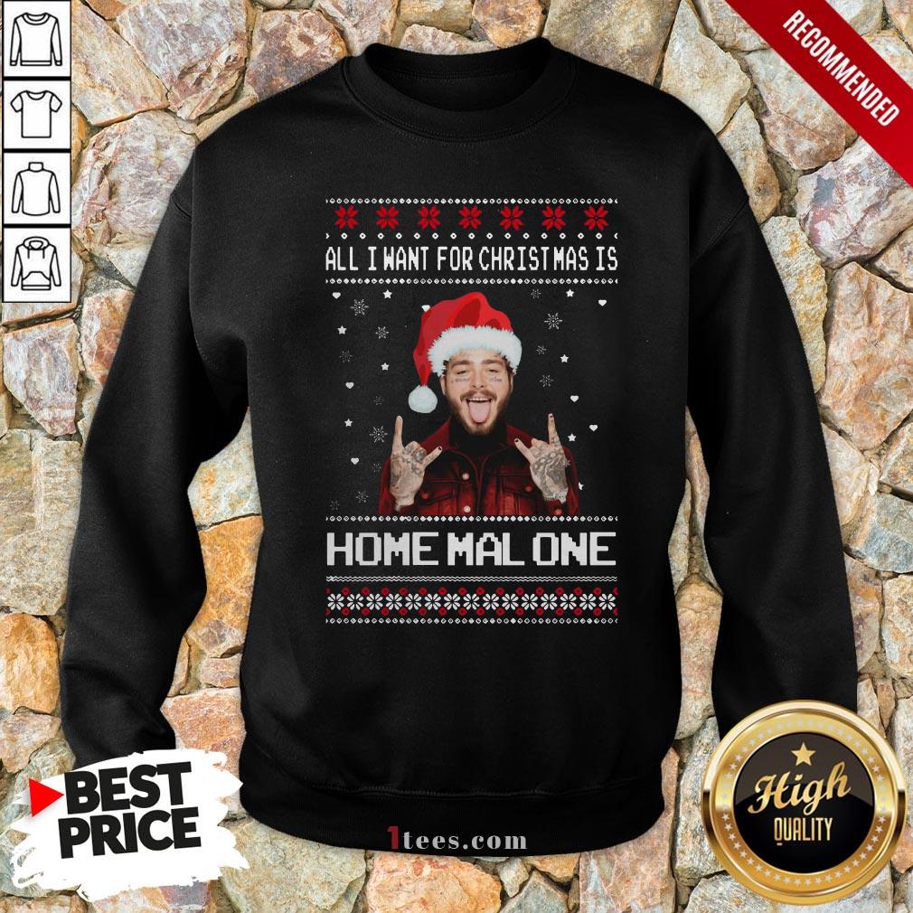 Original Post Malone All I Want For Christmas Is Home Malone Ugly Christmas Sweatshirt - Design By T-shirtbear.com