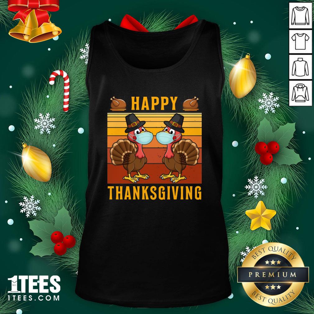 Perfect Thanksgiving 2020 Turkey With Mask Retro Vintage Tank Top - Design By 1tee.com