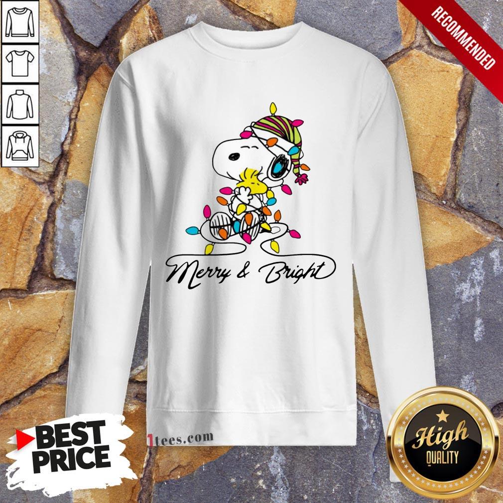 Pretty Snoopy Merry And Bright Sweatshirt Design By T-shirtbear.com