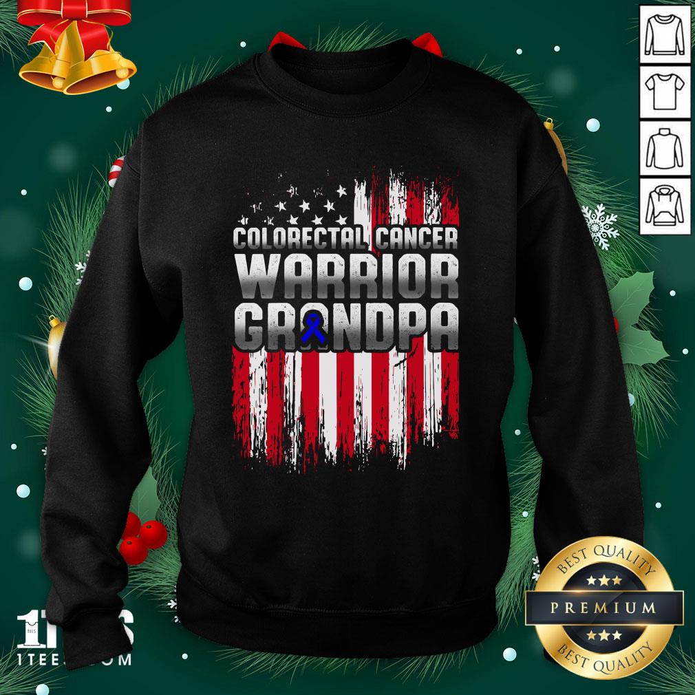 Pro Colorectal Cancer Warrior Grandpa American Flag Sweatshirt - Design By 1tee.com