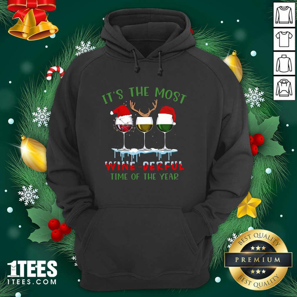 Its The Most Wine Derful Time Of The Year Merry Christmas Light Hoodie- Design By 1Tees.com