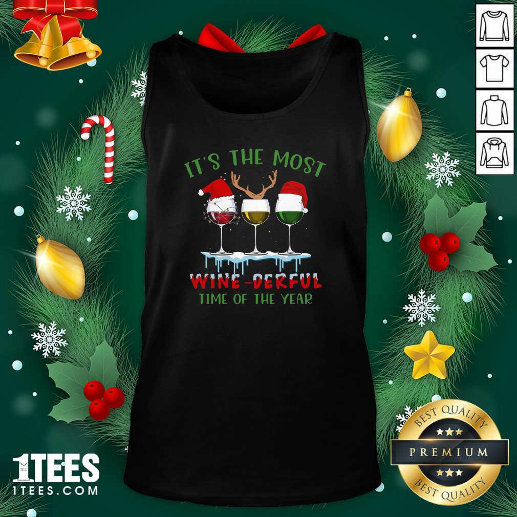 Its The Most Wine Derful Time Of The Year Merry Christmas Light Tank Top- Design By 1Tees.com