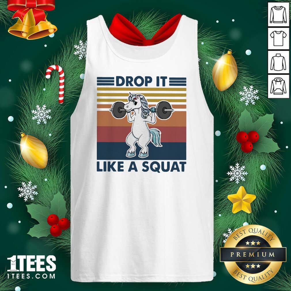 Unicorn Weightlifting Drop It Like A Squat Vintage Tank Top- Design By 1tees.com