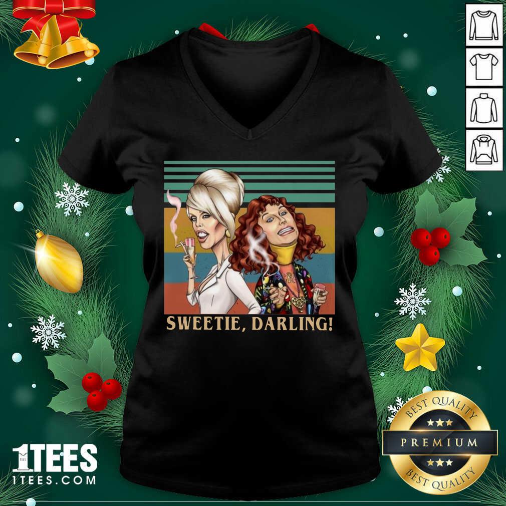 Patsy And Edina Sweetie Darling Vintage V-neck- Design By 1tees.com