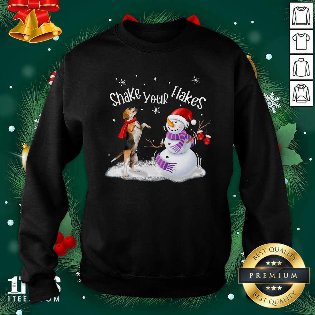 - Design By 1Tees.comGood Beagle And Snowman Shake Your Flakes Merry Christmas Sweatshirt