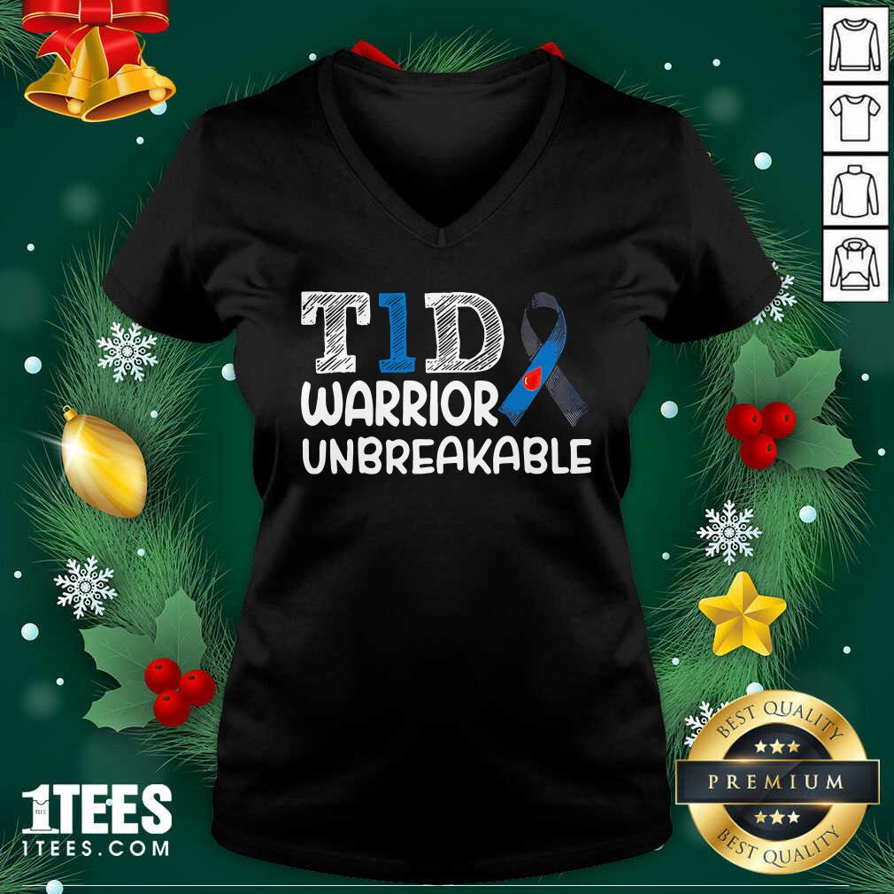 Diabetes T1D Warrior Unbreakable V-neck- Design By 1Tees.com