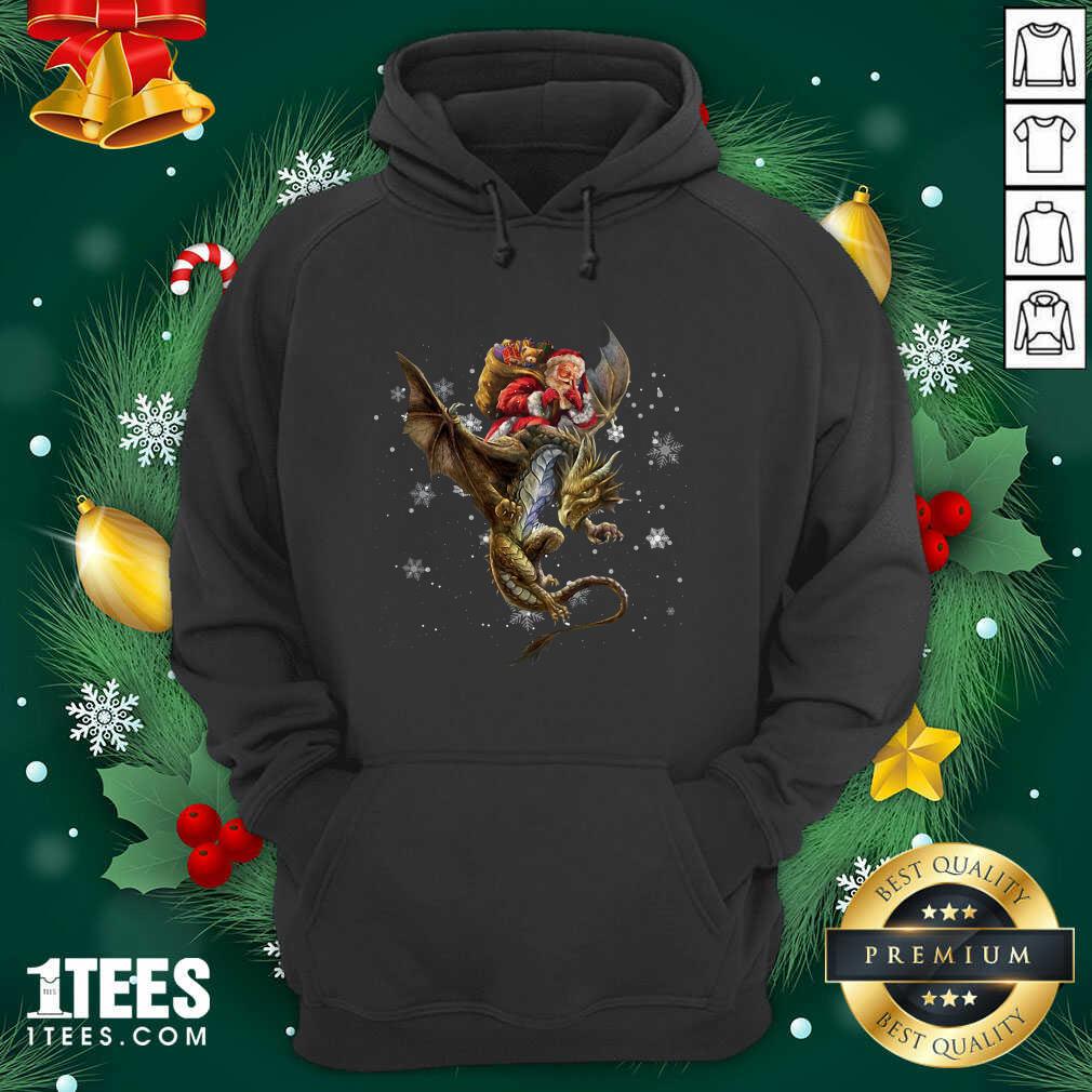 Santa Claus Riding Dragon Christmas Hoodie- Design By 1Tees.com