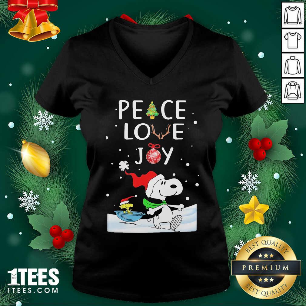 Snoopy Peace Love Joy Christmas V-neck- Design By 1tees.com