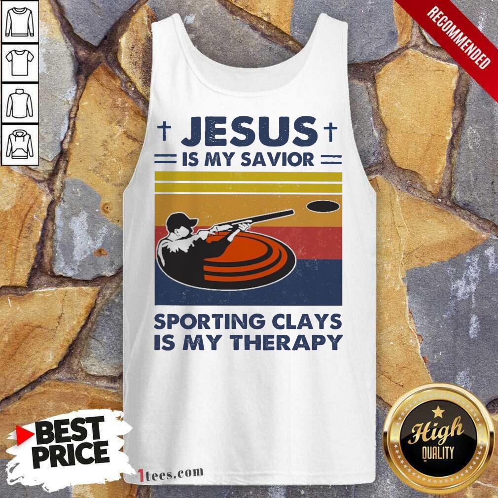 Jesus Is My Savior Sporting Clays Is My Therapy Vintage Tank Top - Design By 1Tees.com