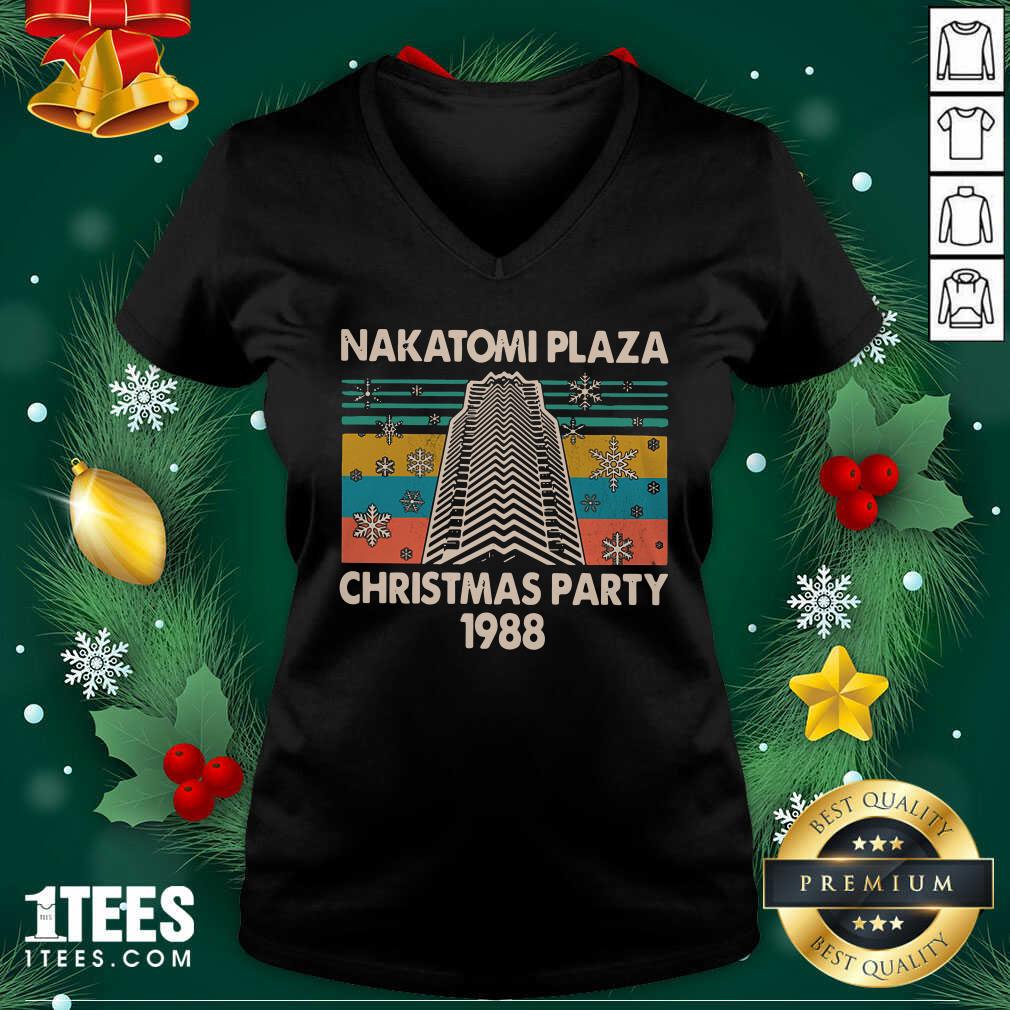 Nakatomi Plaza Christmas Party 1988 Vintage V-neck- Design By 1Tees.com