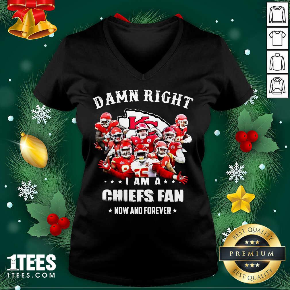 Damn Right I Am A Kansas City Chiefs Fan Now And Forever V-neck- Design By 1tees.com