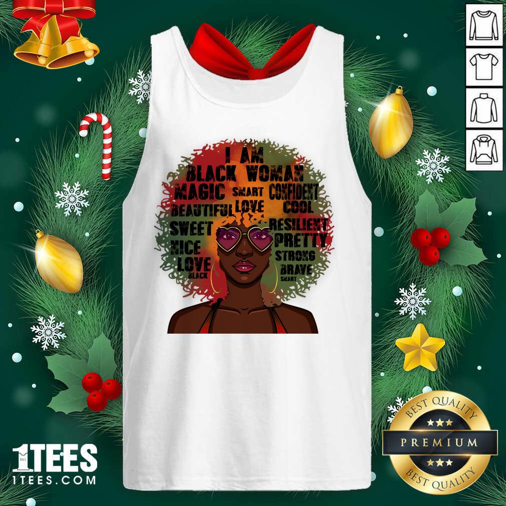 Black History Month Natural Hair Afro Word Art Black Women Gift Tank Top- Design By 1Tees.com