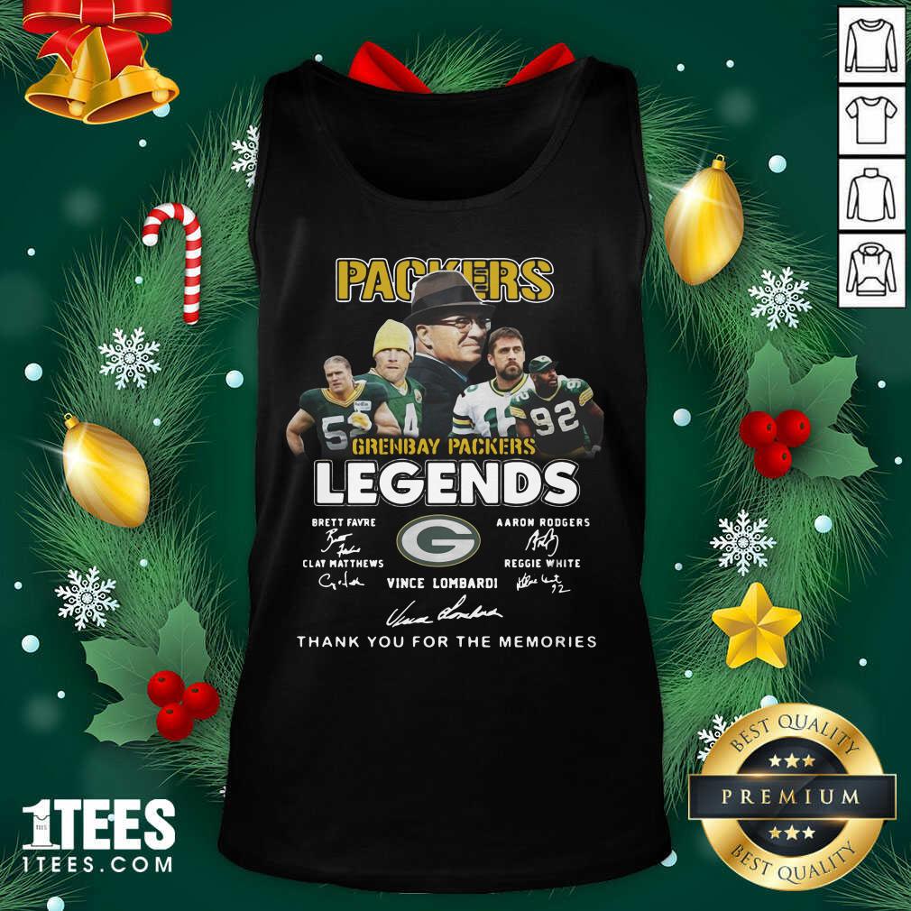 Green Bay Packers Legends Brett Favre Aaron Rodgers Clay Matthews Reggie White Vince Lombardi Signatures Tank Top- Design By 1Tees.com