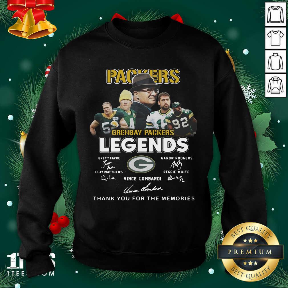 Green Bay Packers Legends Brett Favre Aaron Rodgers Clay Matthews Reggie White Vince Lombardi Signatures Sweatshirt- Design By 1Tees.com