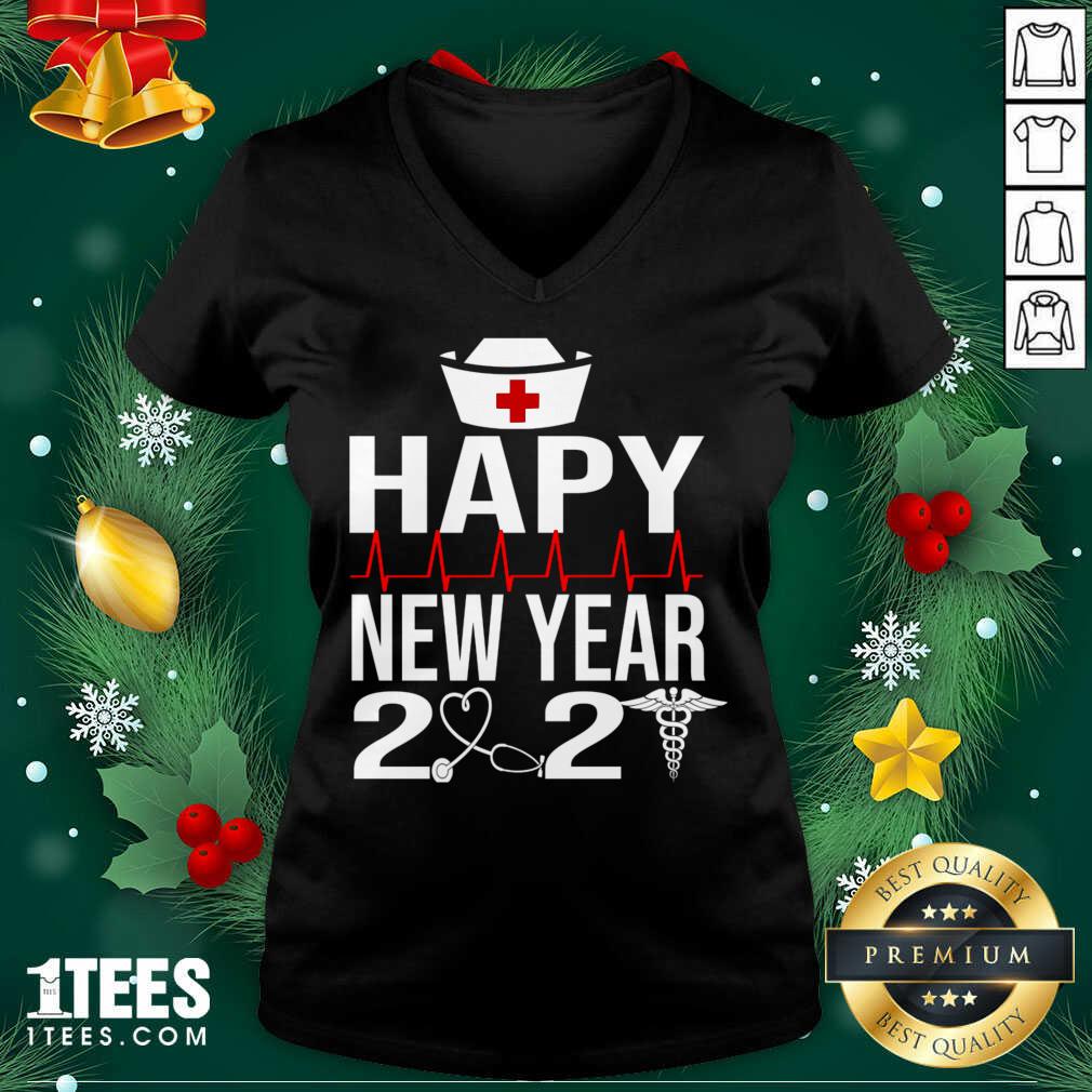 Happy New Year 2021 Nurse Crew Santa's Favorite Nurse V-neck- Design By 1tees.com