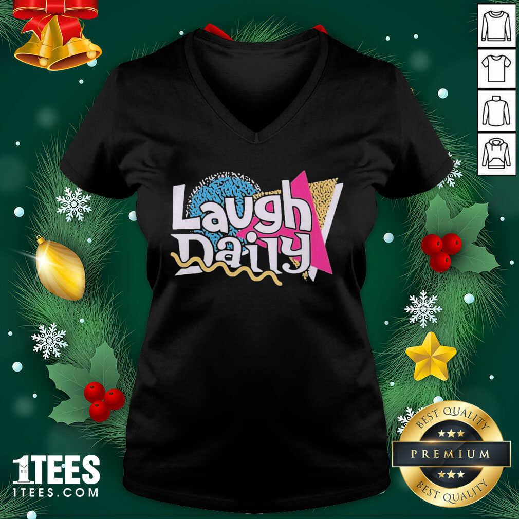 Morejstu Merch Jstu Retro Laugh Daily V-neck- Design By 1Tees.com
