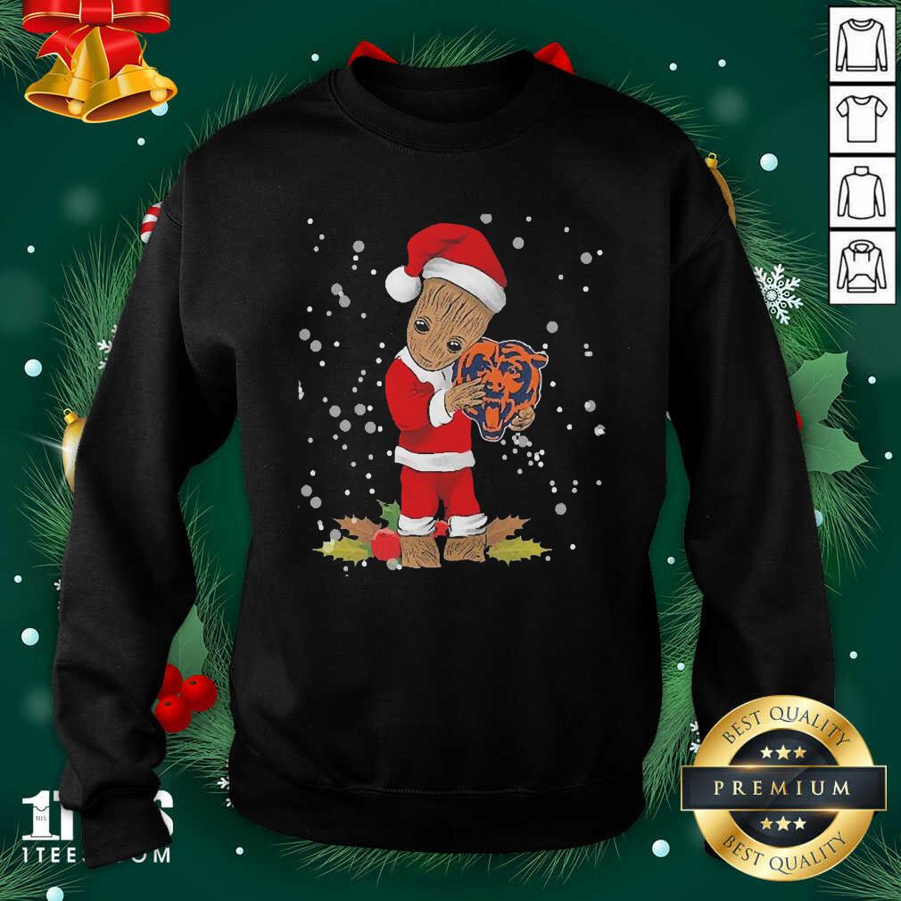 Santa Baby Groot Hug Chicago Bears Christmas Sweatshirt- Design By 1Tees.com