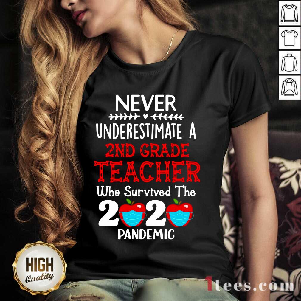 Never Underestimate A 2nd Grade Teacher Who Survived The 2020 Pandemic V-neck- Design By 1Tees.com