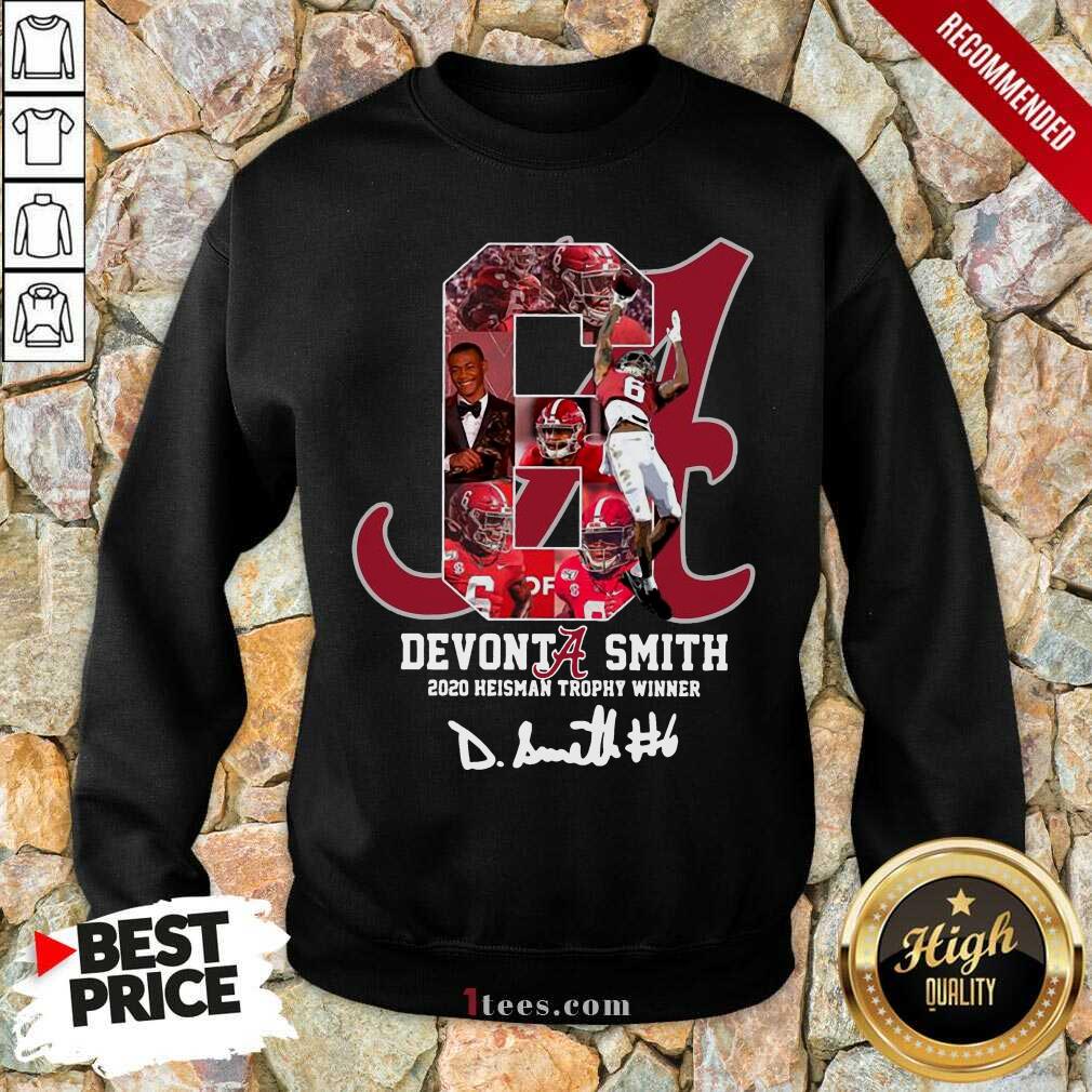  6 Devonta Smith 2020 Heisman Trophy Winner Signature Sweatshirt-Design By 1Tees.com