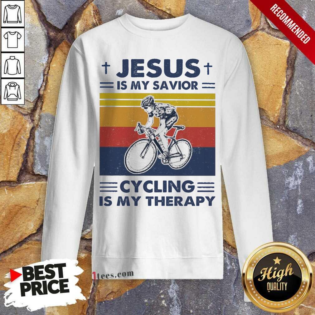 Jesus Is My Savior Cycling Is My Therapy Vintage Sweashirt- Design By 1tees.com