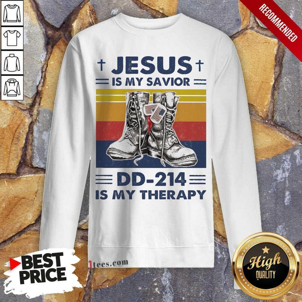 Jesus Is My Savior DD-214 Is My Therapy Vintage Sweatshirt- Design By 1Tees.com