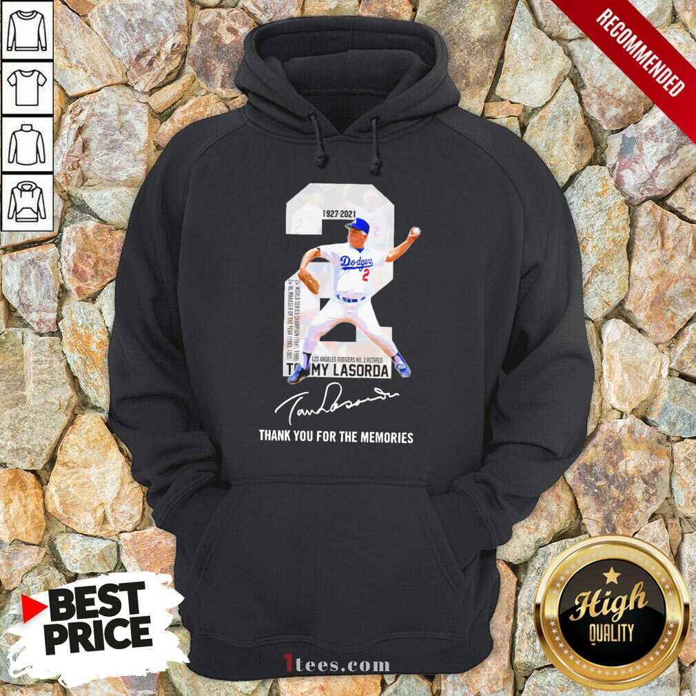 2 Tommy Lasorda Los Angeles Dodgers 1927 2021 Thank You For The Memories Signature Hoodie-Design By 1Tees.com