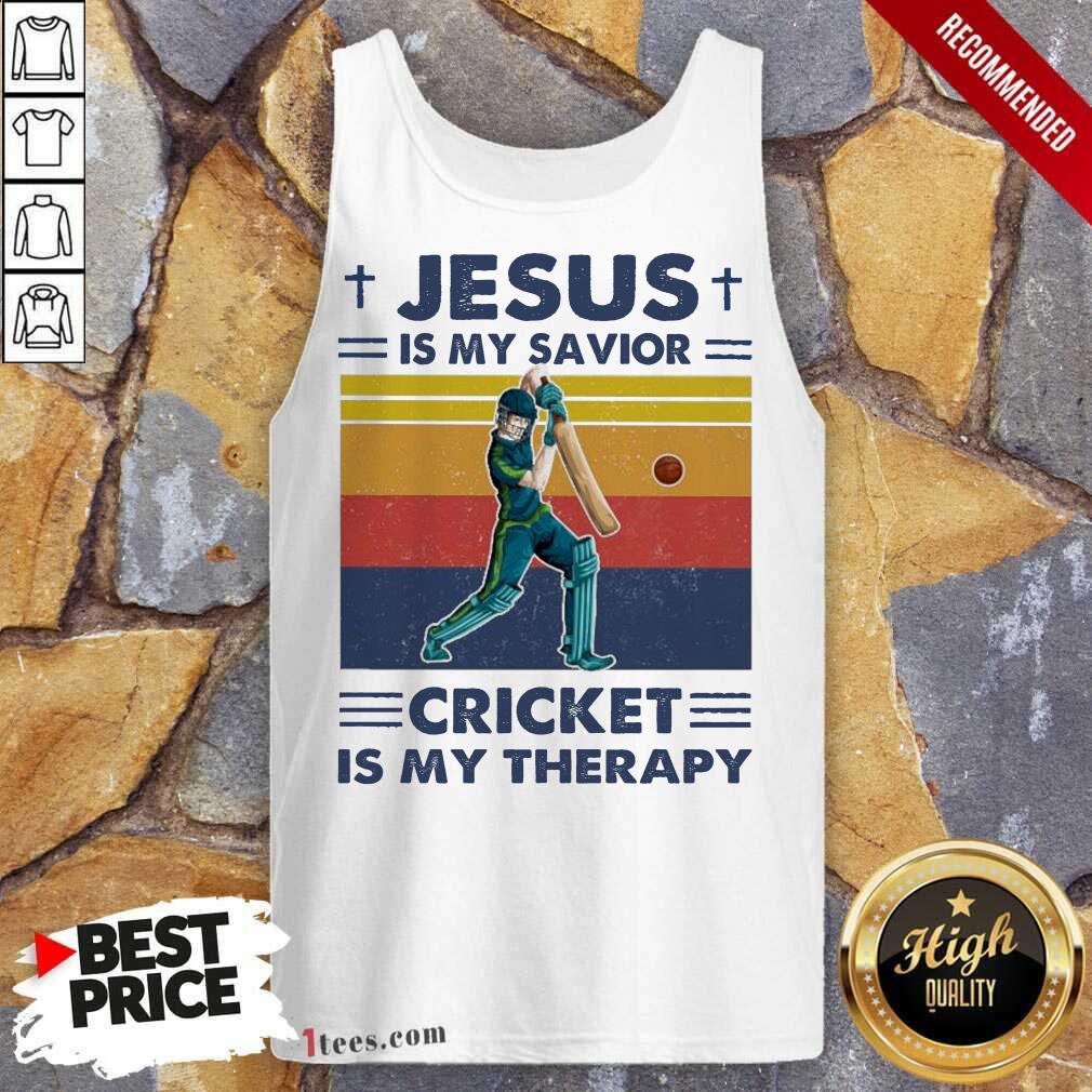 Jesus Is My Savior Cricket Is My Therapy Vintage Tank Top- Design By 1Tees.com