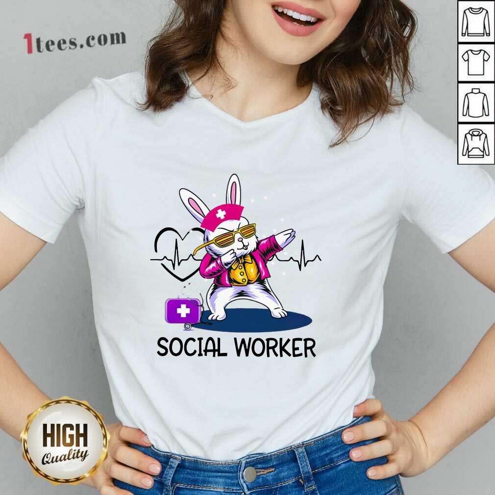 Delighted Bunny Nurse Dab Social Worker V-neck