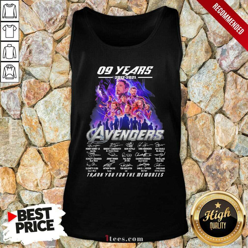 09 Years 2012 2021 Avengers Thank You For The Memories Signatures Tank Top