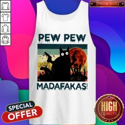 Black Cat Pew Pew Madafakas Halloween Tank Top