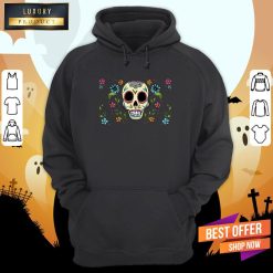 Colorful Dia De Muertos Sugar Skull Flower Hoodie