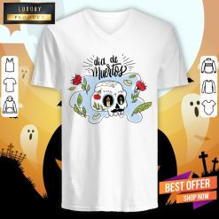 Dia De Muertos Day Of Dead Sugar Skull V-neck