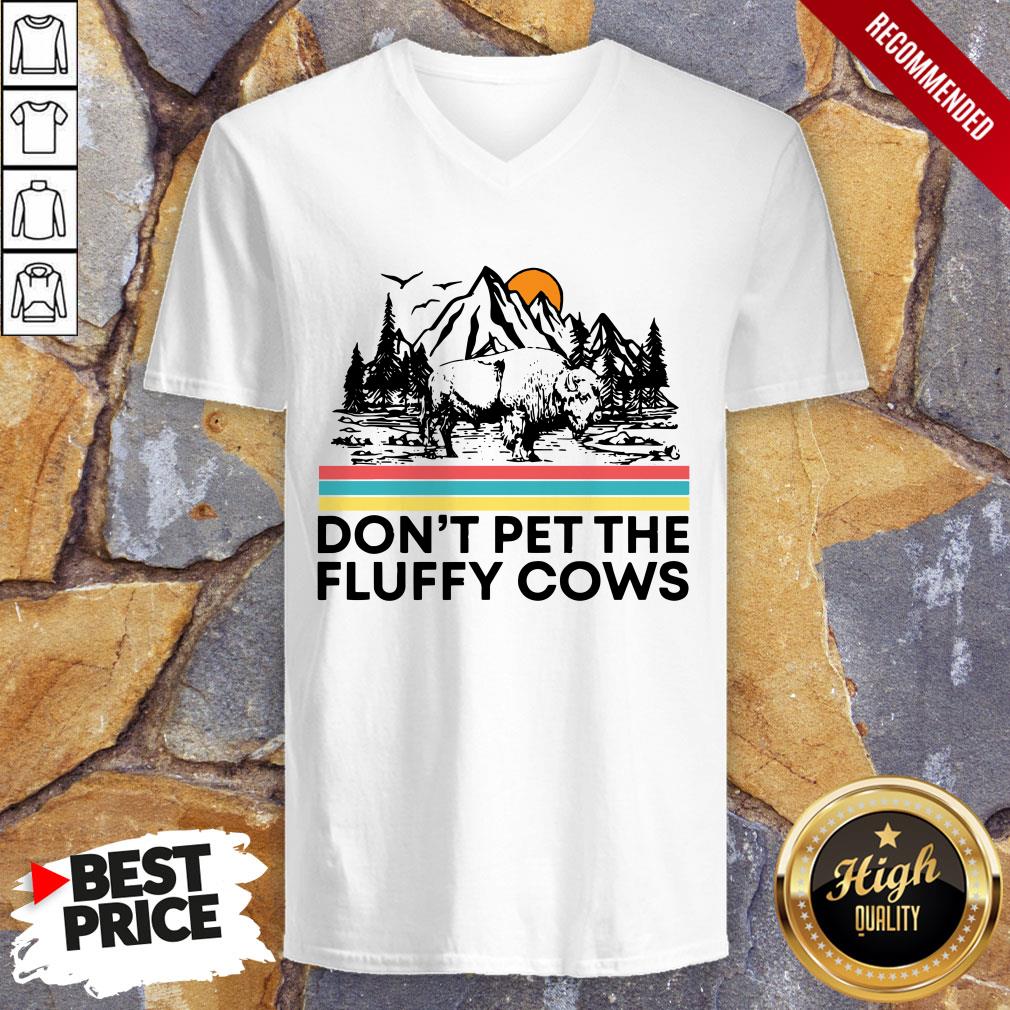 Dont Pet The Fluffy Cows Bison Halloween V-neck