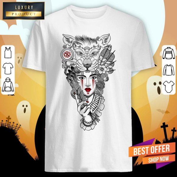 Girl Ritual Mask Wolf Day Of The Dead Shirt