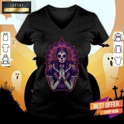 Mexican Dia De Los Muertos Day Of The Dead Sugar Skull Girl V-neck
