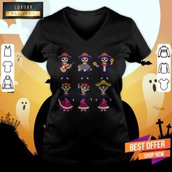 Party Sugar Skull Dia De Los Muertos Day Of Dead V-neck