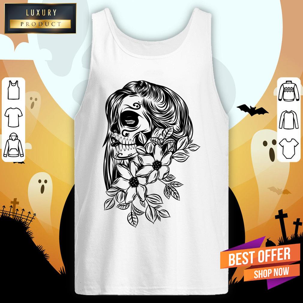 Pretty Day Dead With Flower Face Tank Top