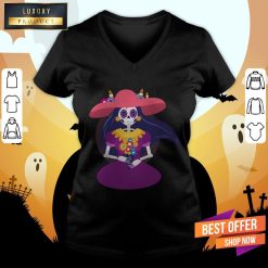 Skeleton Woman Happy Dia De Muertos Day Dead V-neck