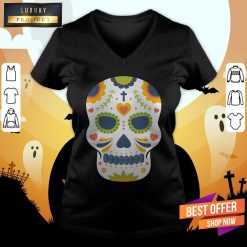 Sugar Skull Day Of Dead Dia De Los Muertos V-neck