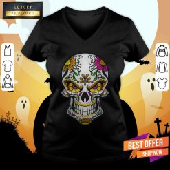 Sugar Skull Day Of Dead Dia De Muertos V-neck