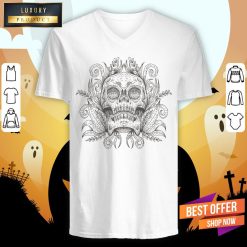 Sugar Skull Simple Day Of The Dead Vintage V-neck