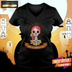 The Girl Skeleton Dia De Muertos Day Dead V-neck