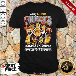 Los Angeles Lakers All Time 17 Time NBA Champions 1947-2020 Thank You For The Memories Shirt