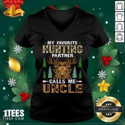 My Favorite Hunting Partner Calls Me Uncle V-neck- Design By 1Tees.com