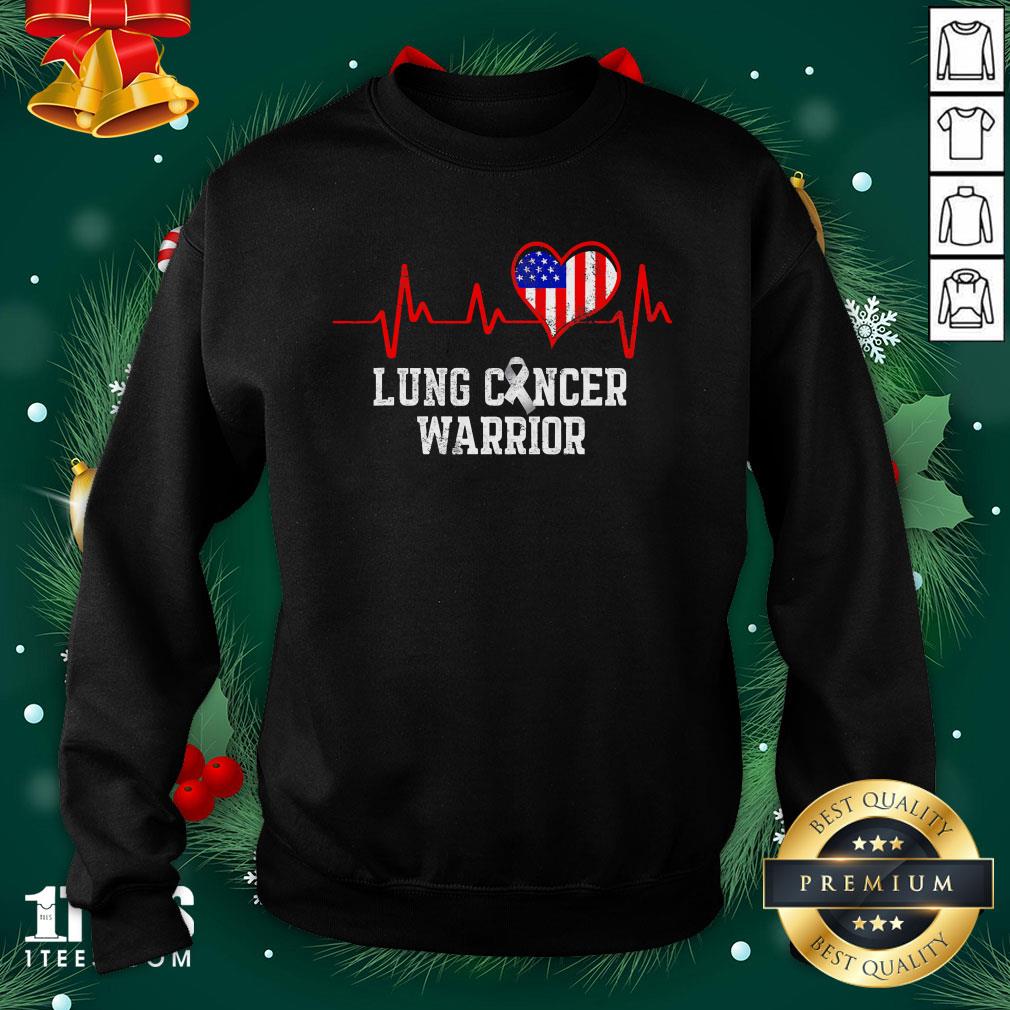 Happy Lung Cancer Survivor Achieved Carcinoma Warrior American Flag Heartbeat Sweatshirt - Design By 1tee.com
