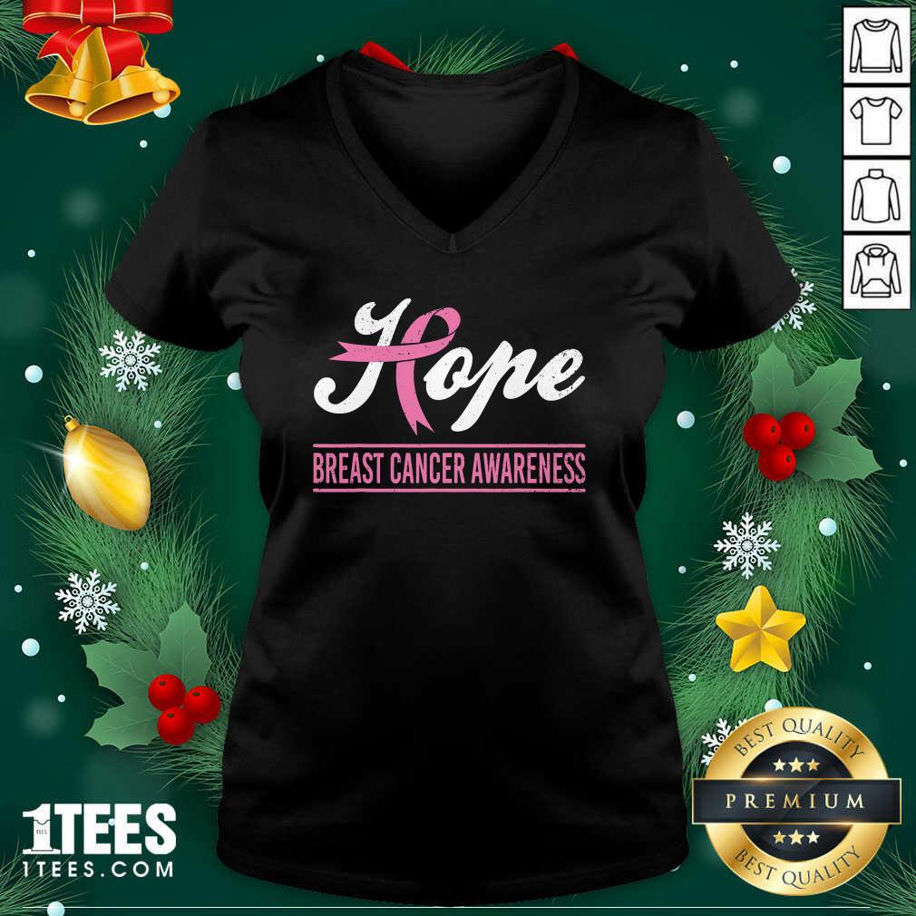 Hope Breast Cancer Awareness Survivor Pink Ribbon Support V-neck - Design By 1tees.com